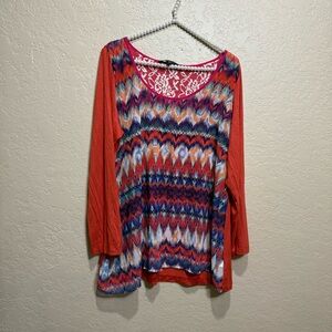 Citron Santa Monica Poeme Fall Print Long Sleeve Blouse XL